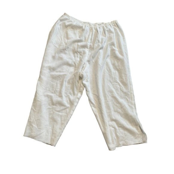 Tilley Endurables Pants - Tilley Endurable 2XL Linda Lundstrom Cropped White Pants Elastic Waist Wide Leg